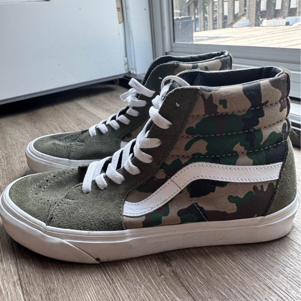 Camouflage High-Top Vans with White Accents